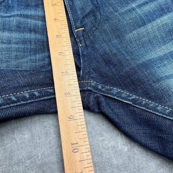 Express ReRock Jean Women 6 Blue Distressed Stitch Pocket Cotton Flap Stretch - Picture 8 of 16